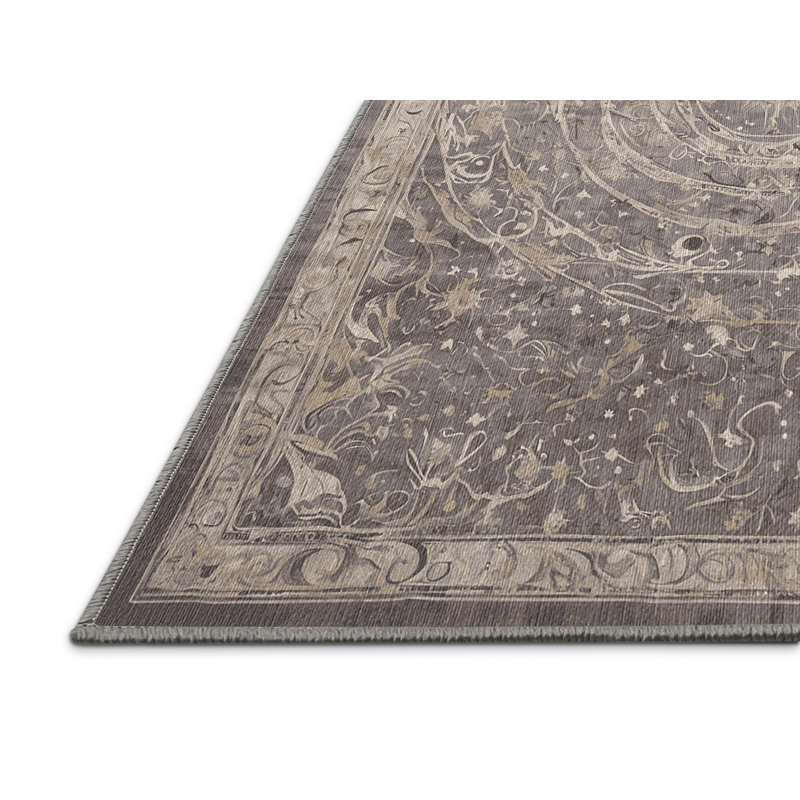 Machine Washable Gray Area Rug, Runner  2' x 4'