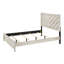Lit double contemporain gris beige avec tête de lit à motif géométrique - mobilier de chambre rustique