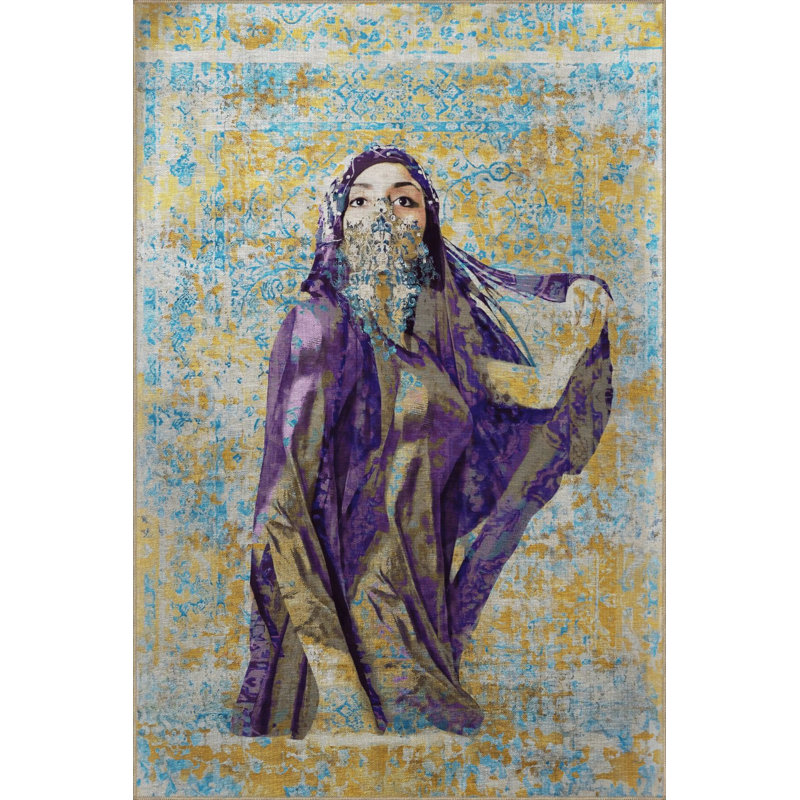 Tapis bleu lavable, Sous-tapis rectangulaire 4 pi 7 po x 6 pi 7 po inc