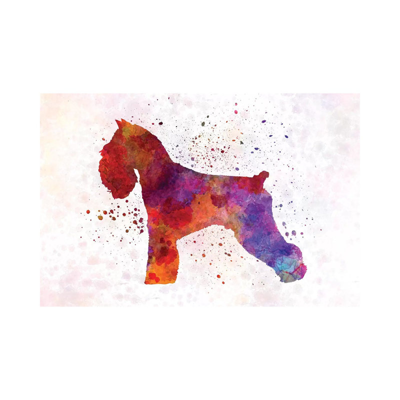 Schnauzer à l'aquarelle par Paul Rommer - peinture sur toile tendue, H 26 po x l 40 po x 1,5 po