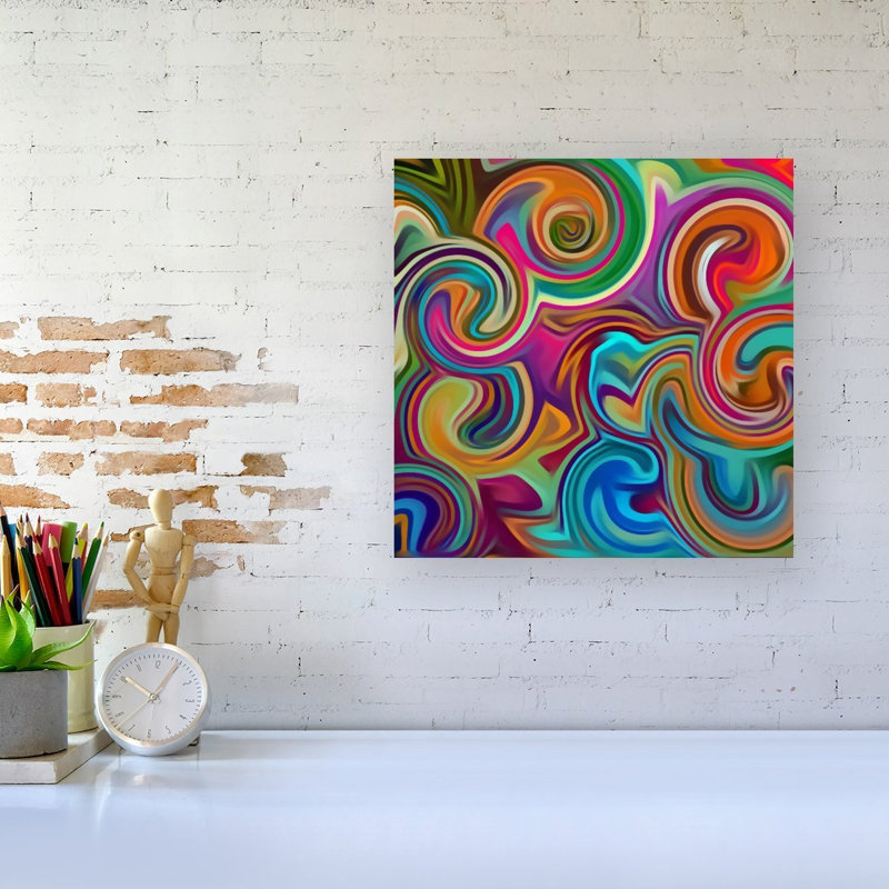 Colourful Wave Pattern - Wrapped Canvas Print, 16cm H x 16cm W x 3.8cm D