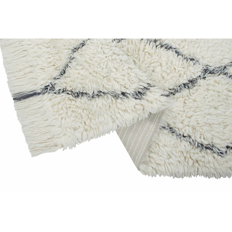 Bohemian Classics Hand Tufted Wool Moroccan Area Rug in Cream/Black, Rectangle 2'7" x 4'7"