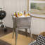 Perryman 32" multi-functional galvanized metal tub on stand with angled legs, gray