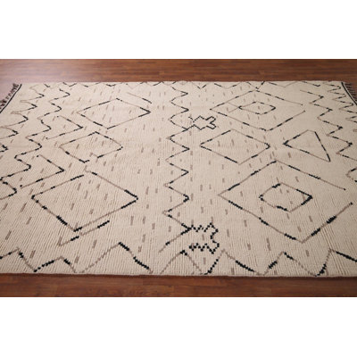 Tapis marocain en laine ivoire All-Over 6 x 10