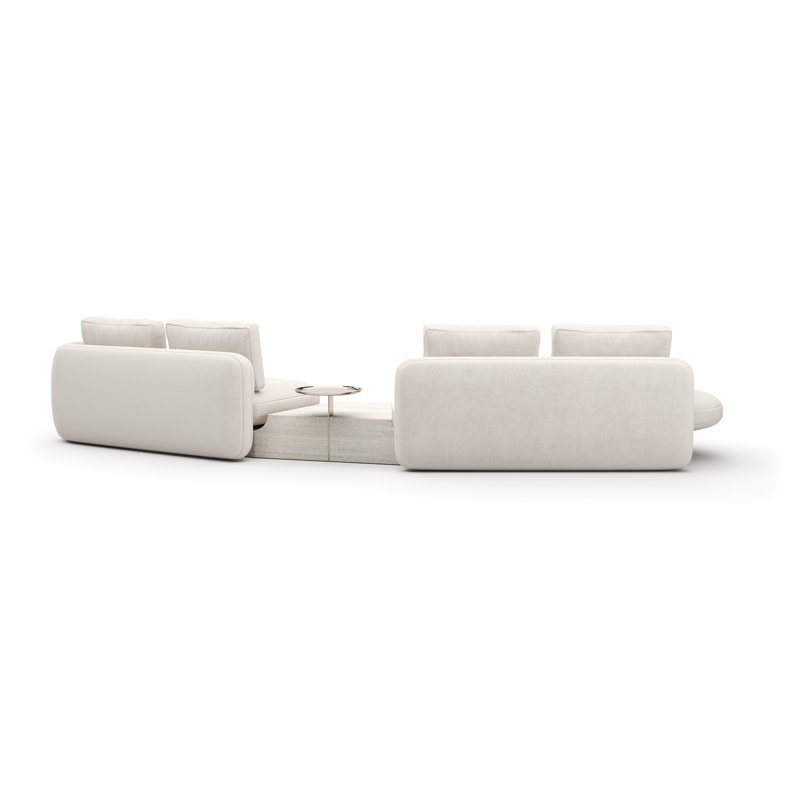 *Overlap Left Bumper Sectional Dk Taupe, White Polyester Blend