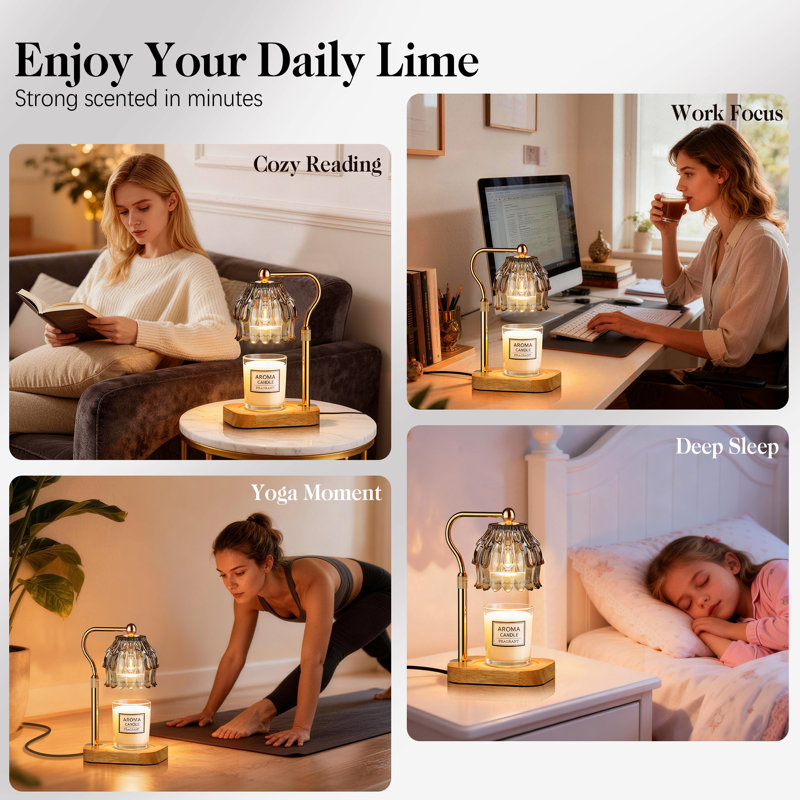 Modern Candle Warmer Lamp With Timer Dimmer, Adjustable Height Glass Lamp For Gifts, Home Decor