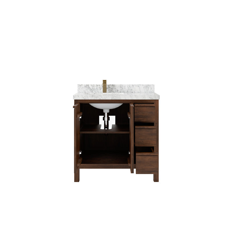Ensemble de meuble-lavabo simple 36 po Elizabeth, Marbre de Carrare
