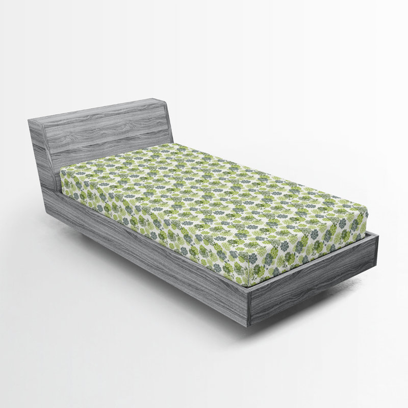 Drap-housse Ambesonne, paquet de 2, Drap-housse simple TG, Vert pomme / vert sauge floral
