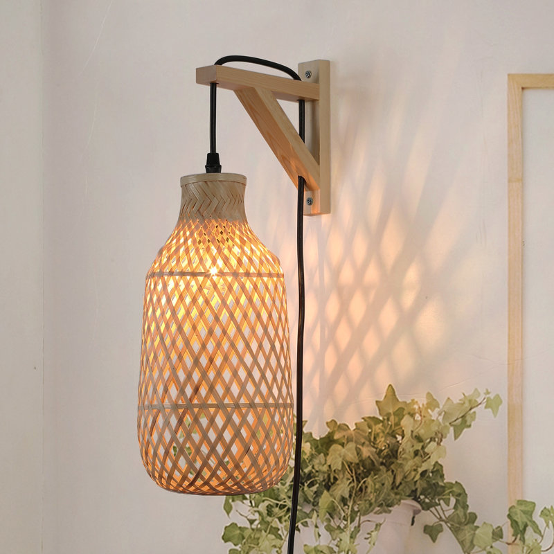 Luminaire mural en bambou 11,8 po avec interrupteur Kitchen Kitchen