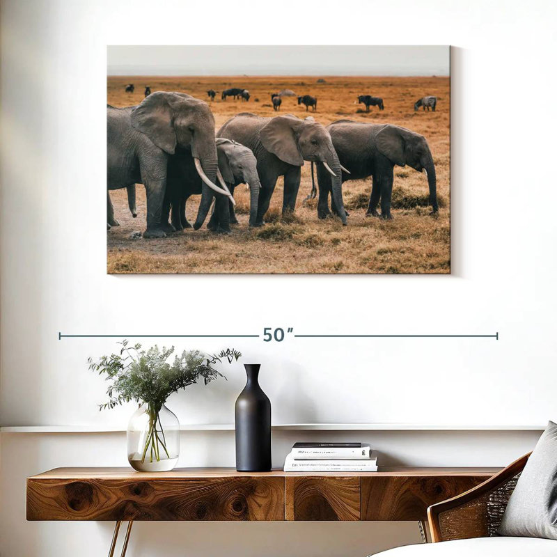 Brampt Amboseli Herd Of Elephants, 26" H x 39" W