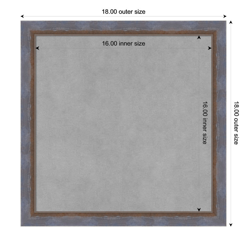 Tableau magnétique encadré deux tons de cuivre bleu, H 18 po x l 18 po