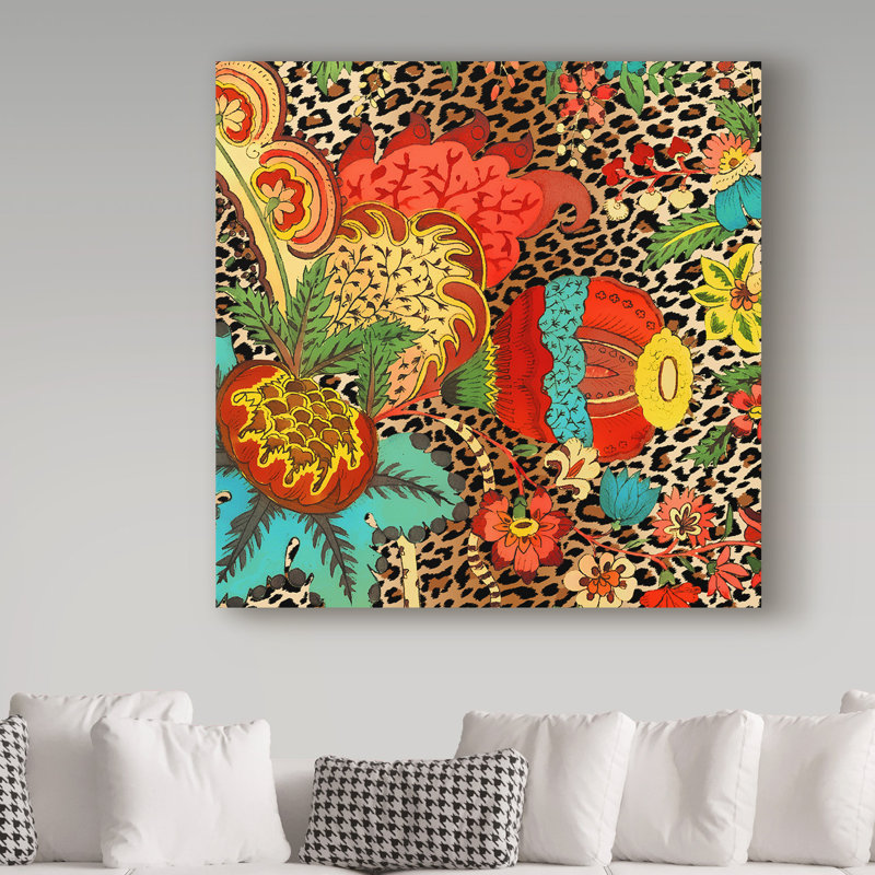 «Floral Leopard 2» par Deagen, impression sur toile tendue, H 14 po x l 14 po x P 2 po
