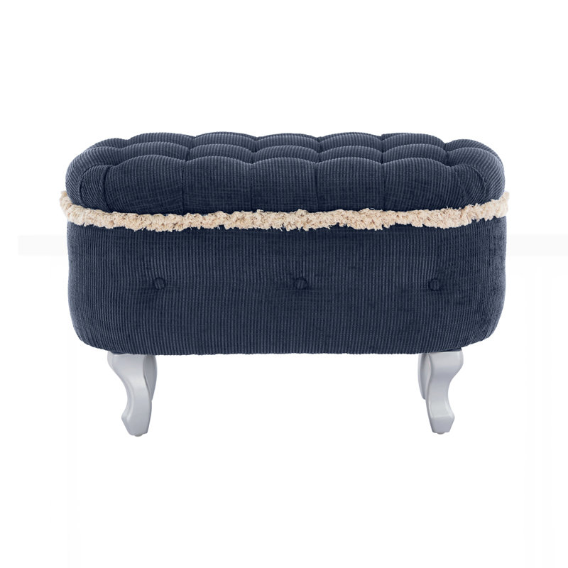 29.5" End of Bed Bench with Button-Tufted, Blue
