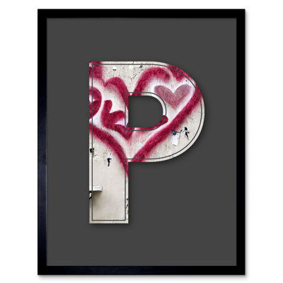 Letter P Heart 1 Piece Single Picture Frame Wall Art