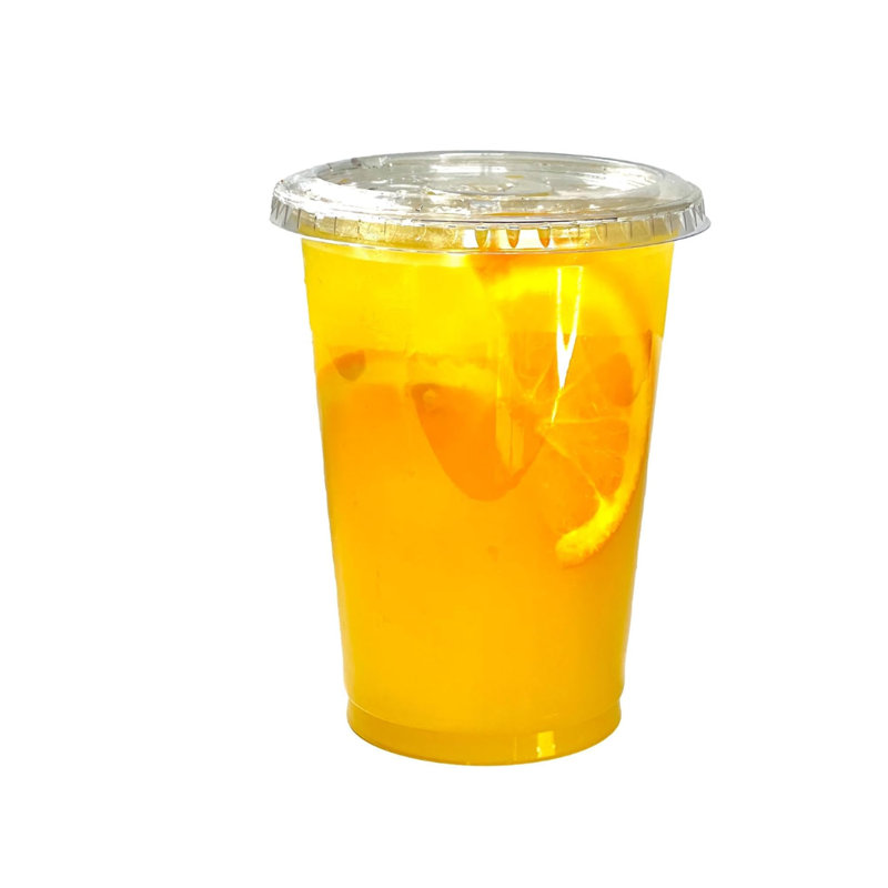 Gobelets jetables en plastique transparent 14 oz avec couvercles plats Ecoqualité pour Smoothie à froid, café glacé, parfait, jus, soda, cocktail et tasses de fête (150)