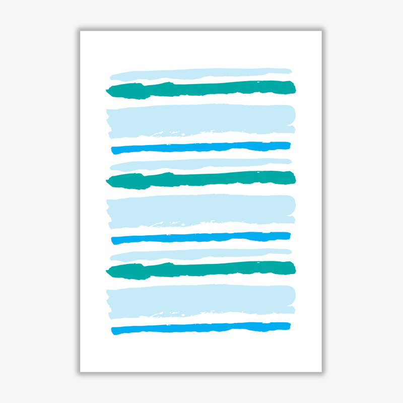 Blue Contrast Abstract Stripes - Single Picture Frame Print, No Frame, 30 cm H x 21 cm W x 1 cm D