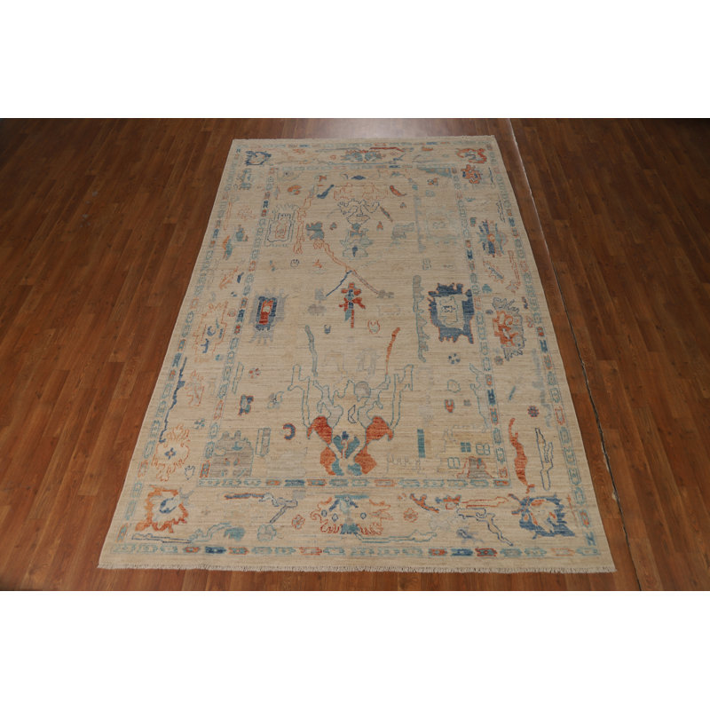 Vegetable Dye Oushak Turkish Area Rug 6x9