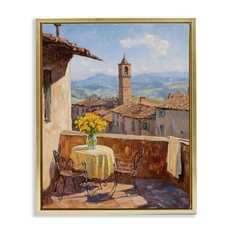 Cadre flottant ensoleillé avec vue sur le balcon, design par Petal Prints Design, H 21 po x l 17 po