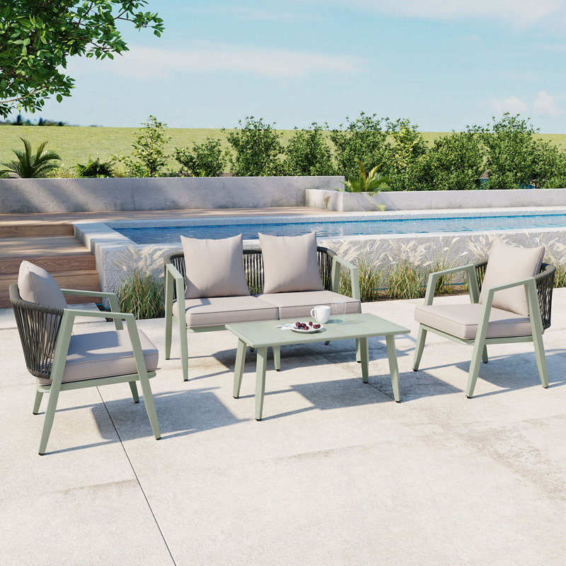 4-piece Dawes with 2 Chairs and soft cushion, Light Gray