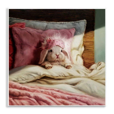 Bunny Rabbit Resting in Bed Off-White Pink by Lucia Heffernan - Graphic Art
