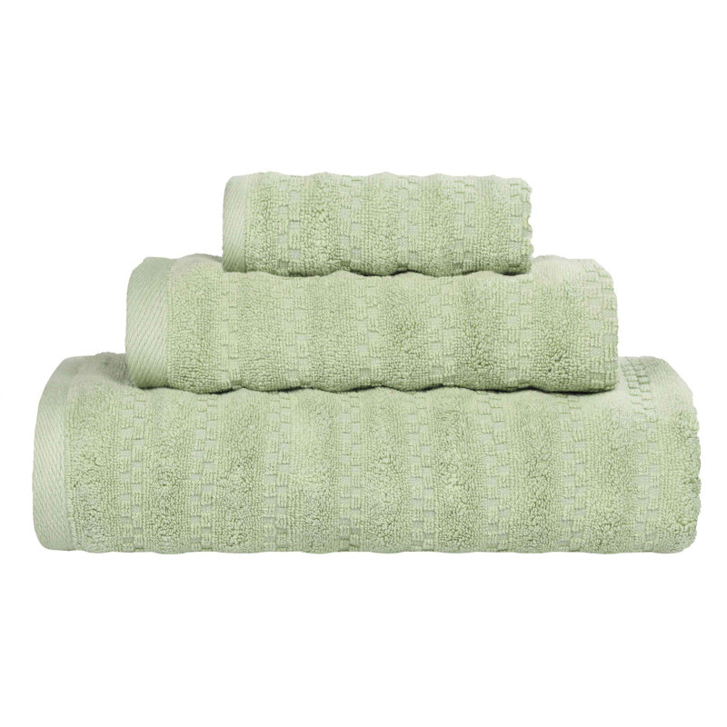 Ensemble de serviettes en coton Blue Nile Mills - Texture gaufrée - Séchage rapide, Vert