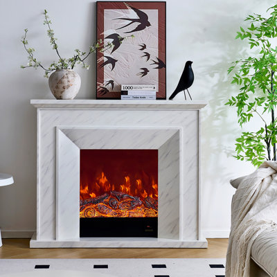 Foyer électrique blanc en bois massif