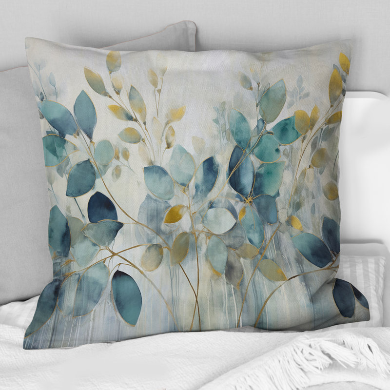 Coussin Blue Botanical Rhythms II - Abstract Botanicals, 22" x 22"