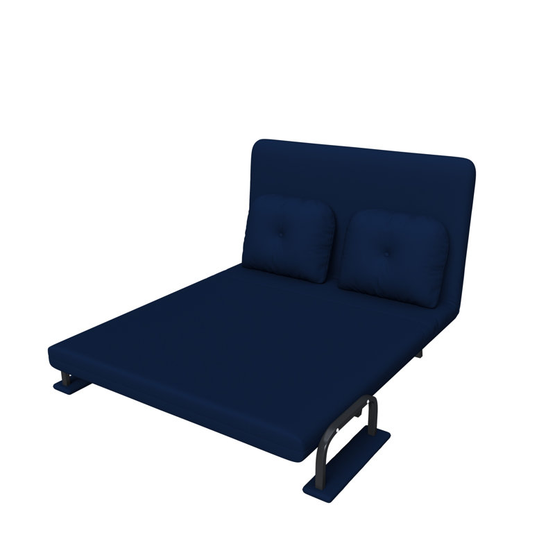 Canapé-lit convertible en chenille l 46 po avec dossier à 5 positions et coussins, Bleu