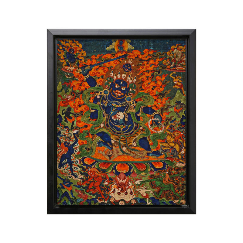 Mahakala à quatre visages, Cadre noir, Canevas, H 11 po x l 14 po