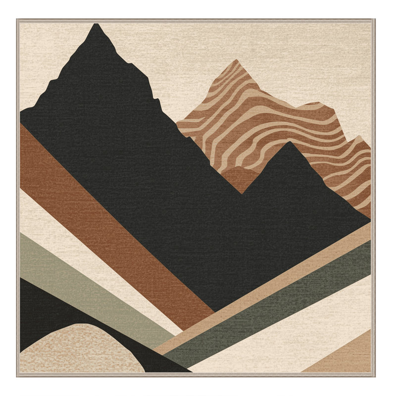 Tapis moelleux moelleux et moelleux à motif abstrait rustique moderne beige, Carré 6 pi