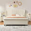 Lit capitonné arqué Modern, très grand, velours crème-1764368620-1764368622