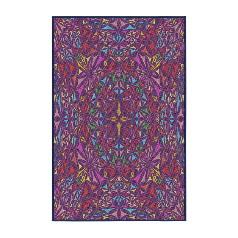 Tapis mauve/blanc tissé à la machine électrique, Rectangle 5 pi x 7 pi