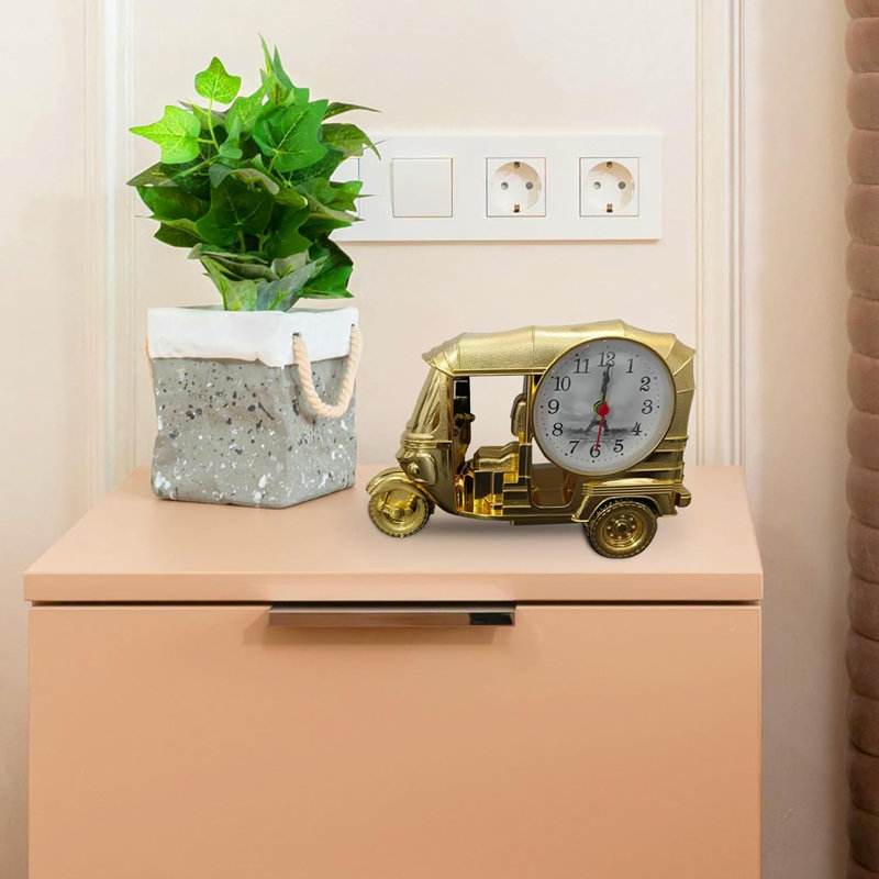 Roman Numeral Quartz Movement / Crystal Alarm Tabletop Clock, Gold