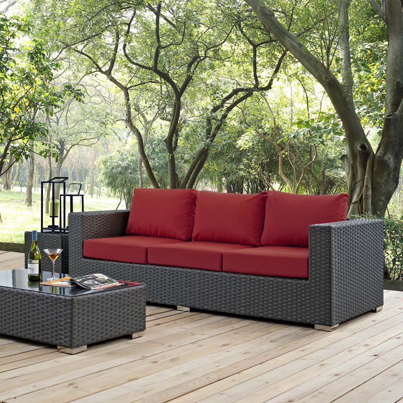 Modway Stopover Outdoor Patio Sunbrella Sofa, Red