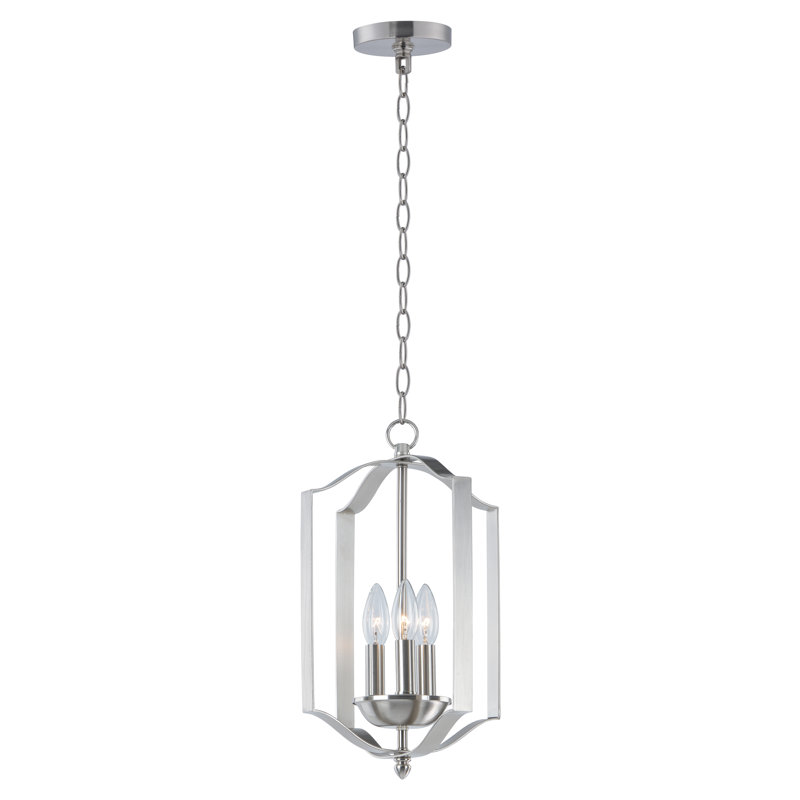 Lustre géométrique simple à 3 lumières Albano, Nickel satiné