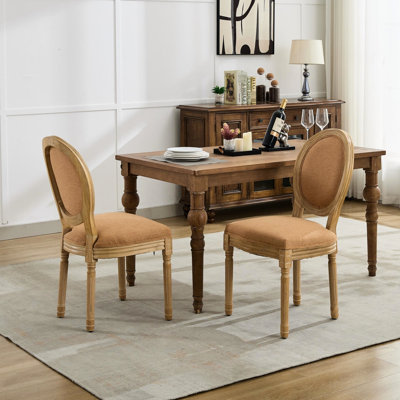 Chaises de salle à manger de style français avec cadre en bois massif brun clair et 2 coussins intérieurs en mousse souple à ressorts et dossier en lin confortable 19,24 po de largeur 14,55 lb Poids du produit 38,5 Profondeur de l'emballage 12,2 18,3 Hauteur