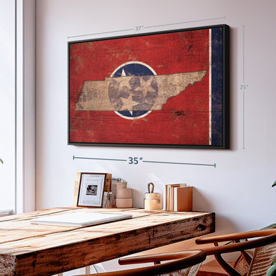 State Map Over Tennessee Flag Canvas Print