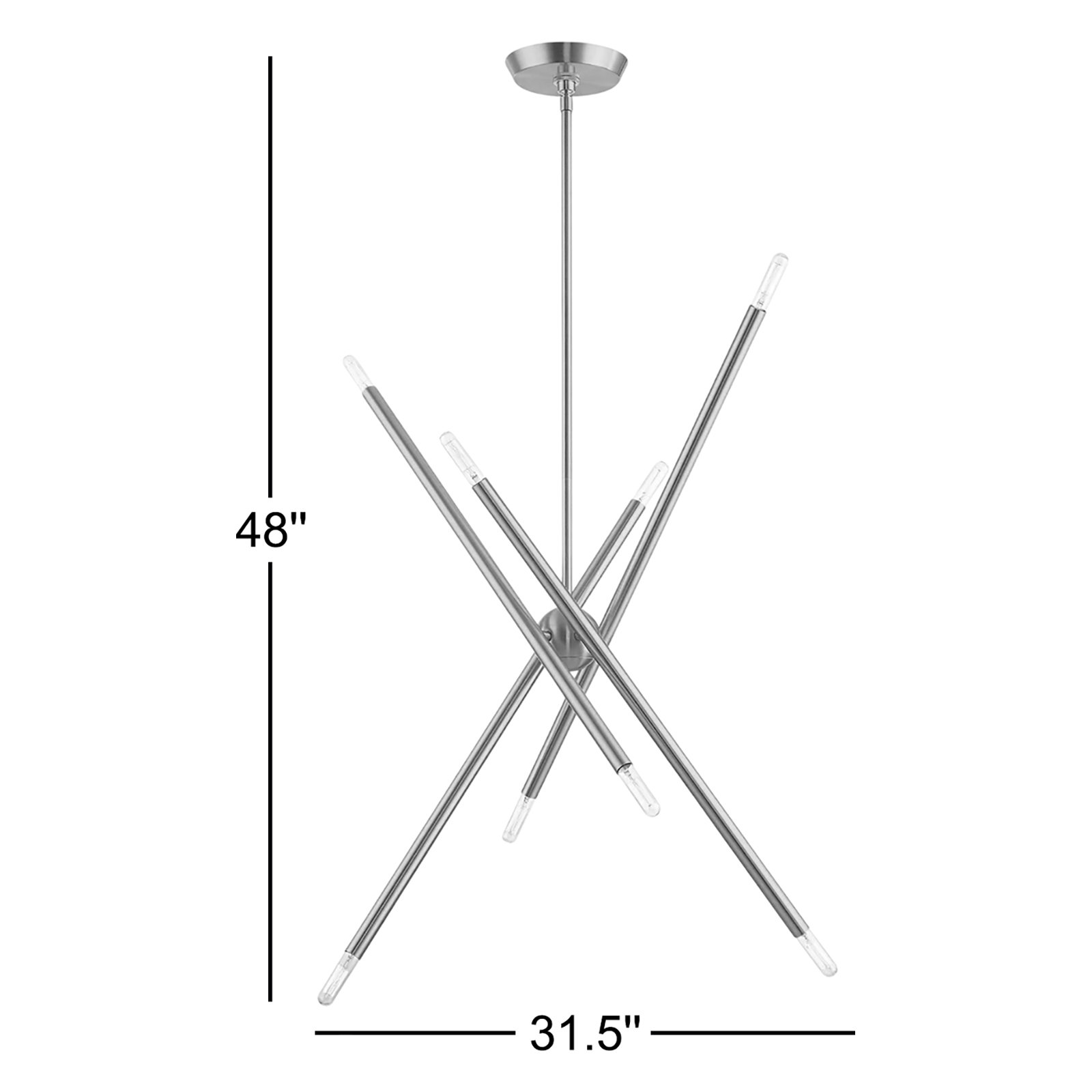 Poco 8 - Light Steel Dimmable Sputnik Chandelier, Satin Brass