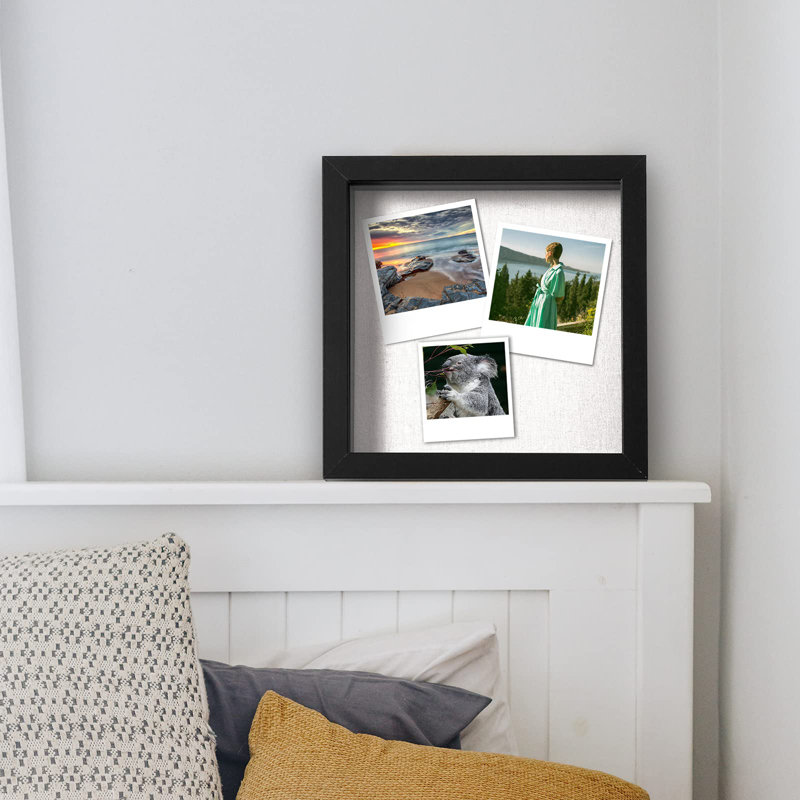 10"X10" Shadow Boxes Display Cases With Soft Linen Back Deep Wood Glass 3D Shadow Box Set For Wall And Tabletop Baby Sports, 2 Pack Black