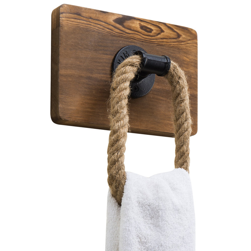 Wall Mounted Rope Towel Ring, Brown