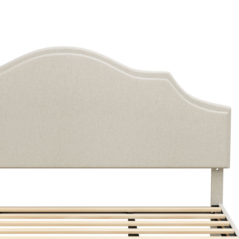 Grand lit ajustable avec tête de lit et plateforme en tissu