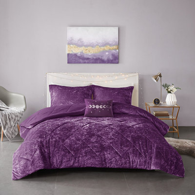 Édredon en velours mauve double / grand - rembourrage, losange, lavable à la machine et pour le lit, coussin décoratif inclus, lavage
