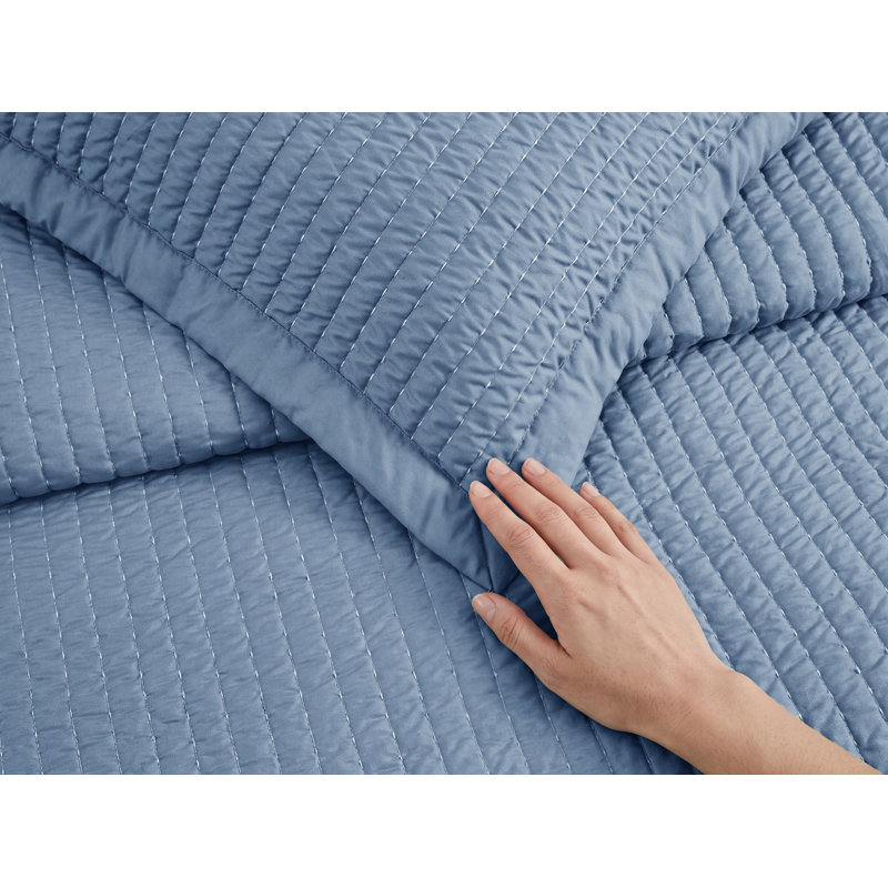 Bedspread Coverlet Lightweight Soft Quilt Bedding Set, King Quilt + 2 King Pillow Sham, Grey Corduroy