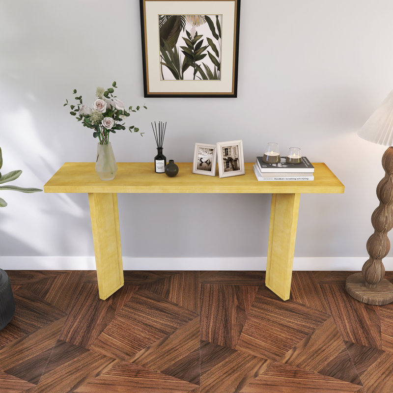 Stylish Console Table With Pine Veneer, Natural