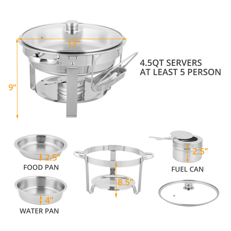 Stainless Steel 5 Quarts Round Chafing Dish