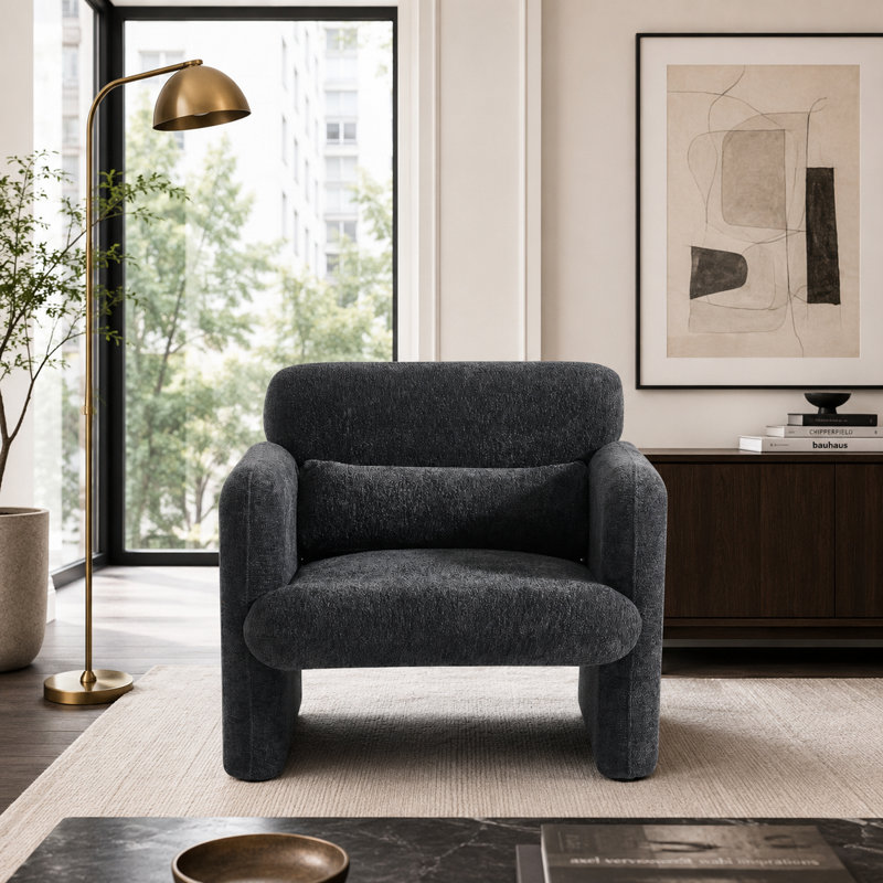 Canapé en velours de style moderne avec coussin de soutien pour le bureau, le salon et la chambre à coucher, Gris