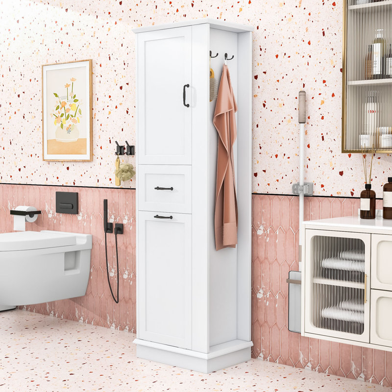Armoire de rangement en bois avec compartiment inclinable, porte à fermeture en douceur et tablette réglable, Blanc