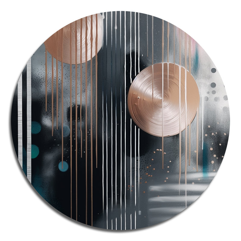 Whispers Of Marble III - Art mural rond abstrait en marbre sur métal, H 29 po x l 29 po x P 1 po