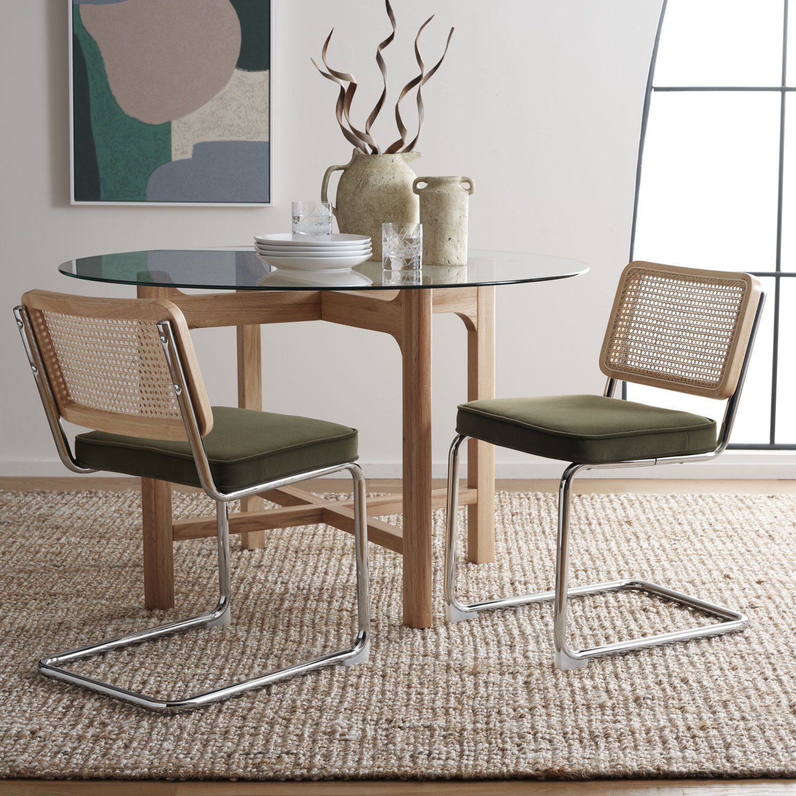 Waka Linen Dining Chair, Olive
