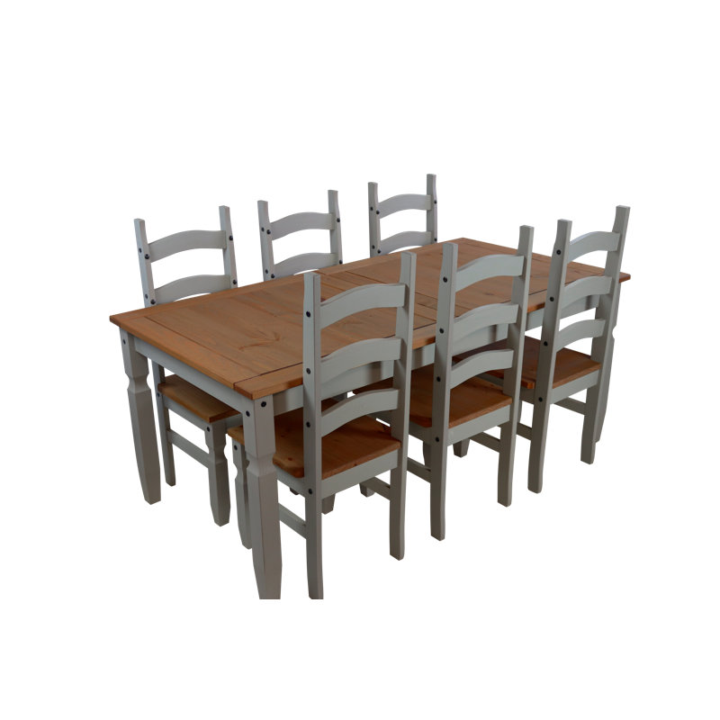 Weatherly 6 - Person Pine Solid Wood Dining Set
